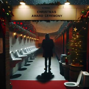 Christmas-Themed Award Ceremony Scene | Festive Atmosphere