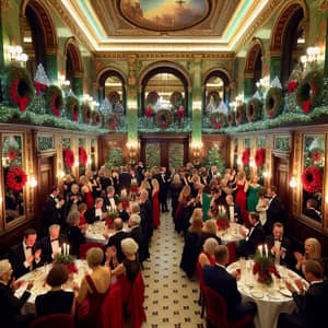 Festive Christmas-Themed Awards Ceremony in Lavish Restroom