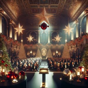 Christmas Award Ceremony in Grand Hall with Festive Decorations