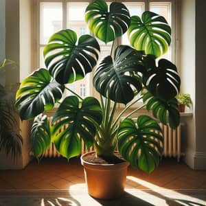 Lush Monstera Deliciosa Plant | Bright Green Heart-Shaped Leaves