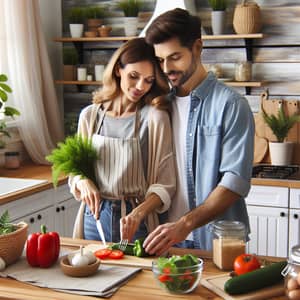 Couple Cooking Dinner in Their New Dining Room