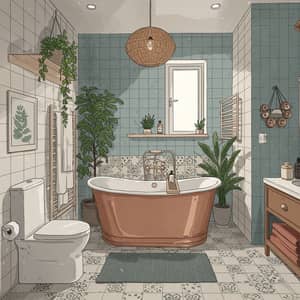 Calming Copper Tub Bathroom Design Ideas