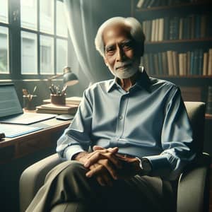 South Asian Wise Individual in Serene Office Setting