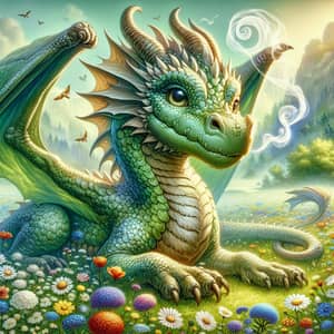 Friendly Dragon in a Serene Meadow