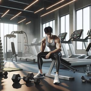 Modern Gym Environment with Asian Man Working Out