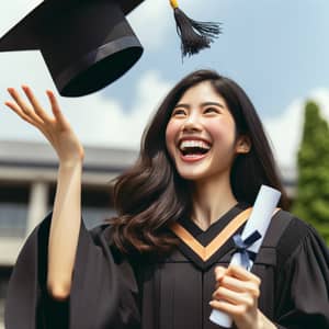 South Asian Female Graduate Joyfully Celebrating Achievement