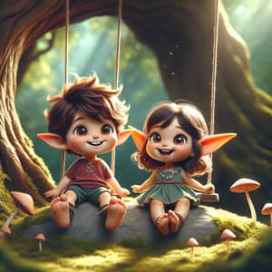 Adorable Elf Boy and Girl: A Sweet Friendship