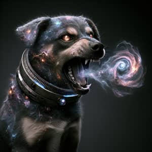 Intense Space Dog with Cosmic Fur | Futuristic Angry Mutt