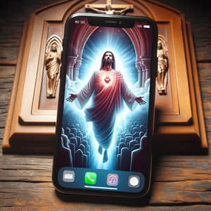 Resurrected Jesus Christ on iPhone Screen