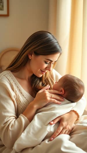 Tender Moments: Mother Breastfeeding Her Baby