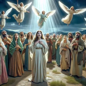 Angelic Encounter in Open Field: Divine Choir Delivers Momentous News