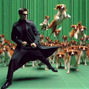 Epic Battle: Martial Artist vs Pack of Dogs in Digital World