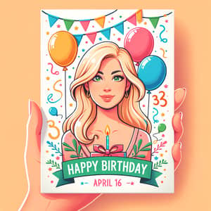 Vibrant Birthday Card for a 32-Year-Old Woman