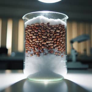 Pinto Beans and Table Salt Mixture in Glass Beaker