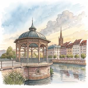 Watercolor Josephine Pavilion in Strasbourg