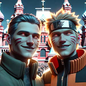 Putin & Ukrainian President Naruto-Style 2024 Cyberpunk Joy in Moscow