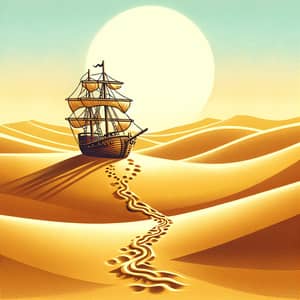 Antique Wooden Sailboat Lost in Sahara Desert | Ship Illustration