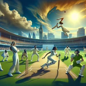 Diverse Cricket Match on Lush Green Field - Global Competition