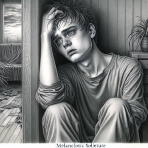 Melancholic Solitude: Heartbreaking Artwork of Teen in Emotional Crisis