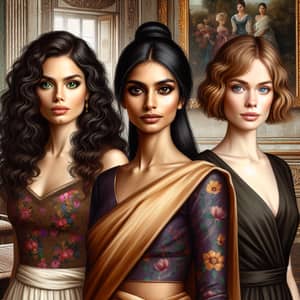 Beautiful Women: An Oil Painting Illustration