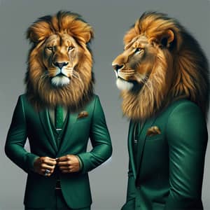 Lion in a Stylish Green Suit - A Majestic Look