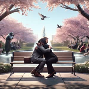 Abbraccio - A Heartwarming Embrace Under Cherry Blossom Trees