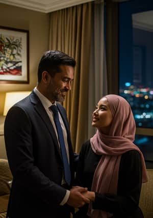 CEO and Korean Muslim Woman in Luxurious Setting
