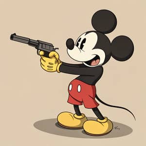 Mickey Mouse with a Gun: Unique Art Piece