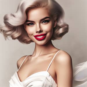 Retro Glamour: Platinum Blonde Woman in Vintage-inspired Fashion