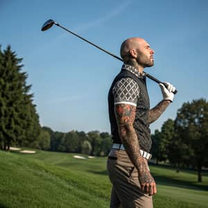 Bald Golfer with Tattoos - Unique Style