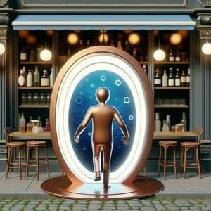 Cartoon Character Coming Through a Portal