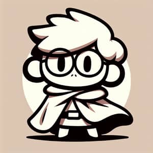 Heroic Boy Cartoon with Glasses and Cloak