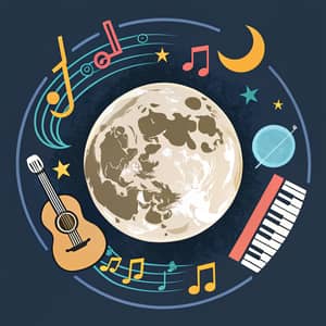 Moon and Music Studio Icon Design