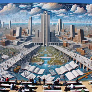 Civil Engineering Mural: Bridges, Skyscrapers, Engineers