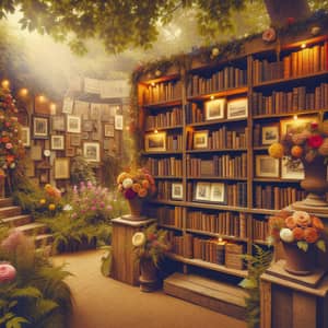 Vintage Book Fair in Lush Garden: Historical Charm Captured