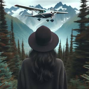 Alaskan Plane Soaring Over Majestic Mountains