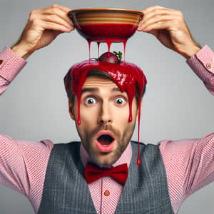 Surprising Borscht Mishap: Man with Soup on Head