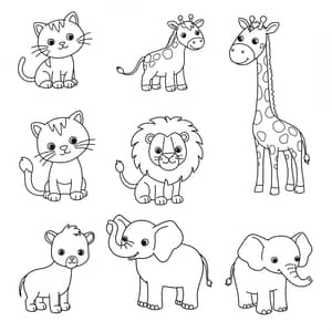 Coloring Book Images of Animals - Black and White