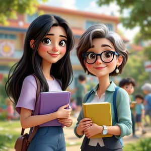 Pixar Style Teachers in a Playground Scene