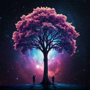 Surreal Cosmic Tree Art: A Dreamlike Journey