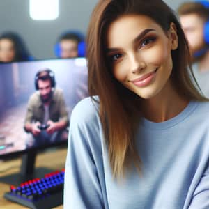 Popular Female Internet Personality with Long Brown Hair | Streamer