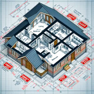 Traditional House Floor Plan with Emergency Exit Pathways