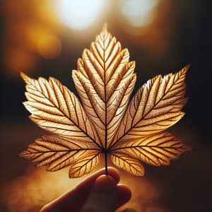 Golden Leaf Shining in Autumn Sunlight