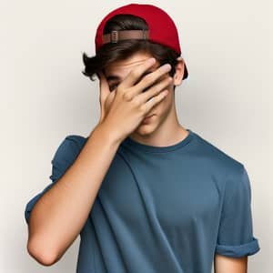 Mischievous Teenage Boy with Red Cap and Dark Hair