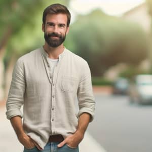 Casual Man with Beard and Short Hair