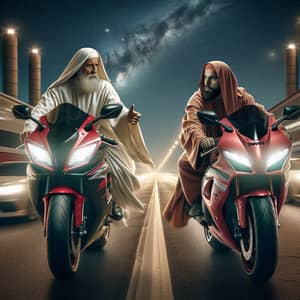 Religious Figures Street Racing on Suzuki GSXR 1000s | Night Race