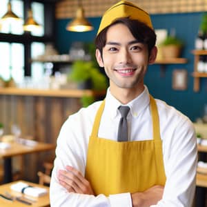 Waiter in a Yellow Apron - Stylish & Professional Service