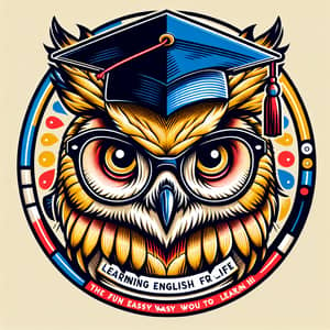 Modern Golden Owl Learning English For Life Logo