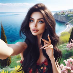 Spring Day Selfie by the Black Sea | Vibrant Landscape Portrait