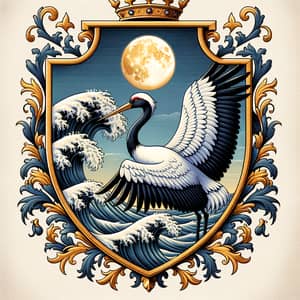 Detailed Crane Bird Coat of Arms | Medieval Style Design